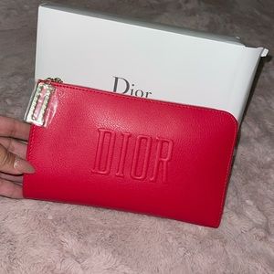 Dior Beauty Cosmetic Makeup Bag Pouch Case Clutch Red~NIB